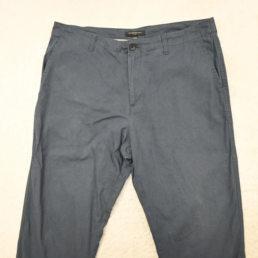 Banana Republic Chino Pants Mens 36x32 Blue Linen Blend Straight Leg
